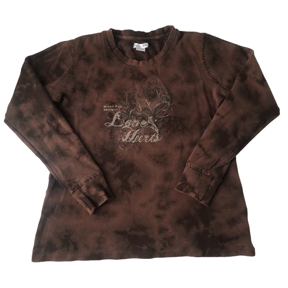 Bass Pro Shops Women’s Long Sleeve Ribbed T-Shirt “Love Hurts” Size Large - Picture 2 of 15